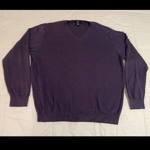 Calvin Klein V Neck Sweater Purple Long Sleeve 100% Cotton Mens Extra Large EUC